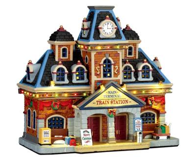 Lemax main terminal train station verlicht kersthuisje Caddington Village 2017