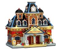 Lemax main terminal train station verlicht kersthuisje Caddington Village 2017 - thumbnail