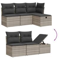 6-delige Loungeset met kussens poly rattan lichtgrijs - thumbnail