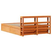 Bedframe met hoofdbord massief grenenhout wasbruin 150x200 cm - thumbnail