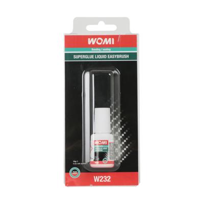 Womi Secondelijm w232 superglue liquid easybrush transparant 10 gram Womi Secondelijm w232 superglue liquid easybrush transparant 10 gram