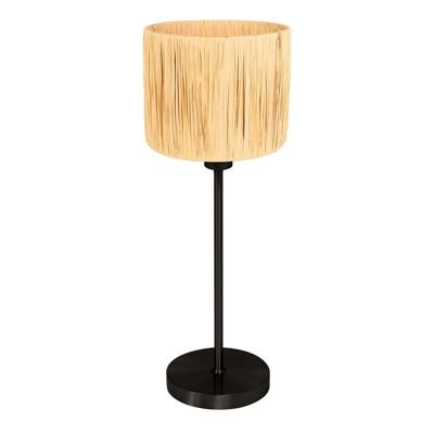 Steinhauer Zwarte tafellampNoor met stro kap - 4421ZW