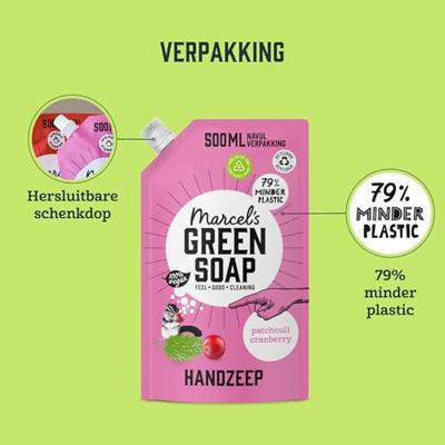 Marcel&apos;s Green Soap Handzeep patchouli & cranberry 500ml navulzak - thumbnail