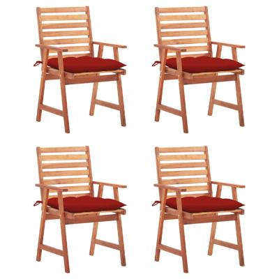 Tuinstoelen 4 st met kussens massief acaciahout