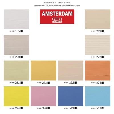 Bruynzeel Amsterdam standard series acrylverf pastel set 20ml, 12dlg.