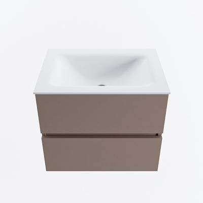 MONDIAZ VICA 60cm badmeubel onderkast Smoke 2 lades. Wastafel CLOUD midden zonder kraangat, kleur Talc.