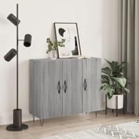 Dressoir 90x34x80 cm bewerkt hout grijs sonoma eikenkleurig - thumbnail