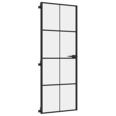 VidaXL Binnendeur smal 76x201,5 cm gehard glas en aluminium zwart
