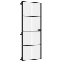 VidaXL Binnendeur smal 76x201,5 cm gehard glas en aluminium zwart - thumbnail