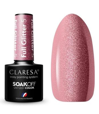 Claresa uv/led gellak 5ml full glitter 5 warm pink