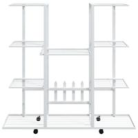 Bloemenstandaard met wielen 94,5x24,5x91,5 cm ijzer wit - thumbnail