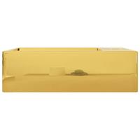 VidaXL Wastafel met overloop 49x25x15 cm keramiek goudkleurig - thumbnail