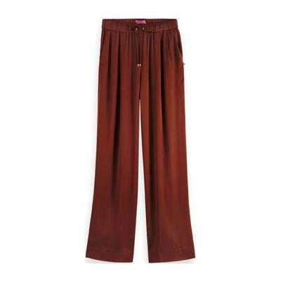 Scotch & Soda wide leg palazzo broek roodbruin
