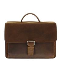 Plevier Newton 3-vaks Laptoptas 15,6 inch Pull-up Leer Bruin - thumbnail