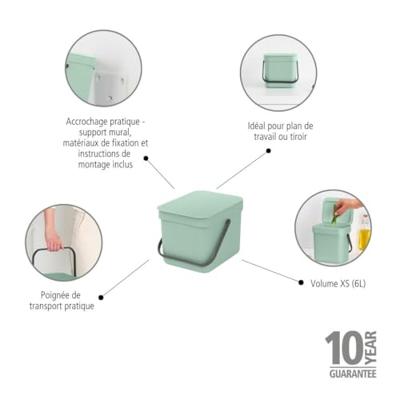 Brabantia Sort En Go Afvalemmer 6 liter - thumbnail