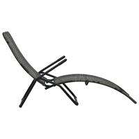 Ligbed inklapbaar poly rattan grijs - thumbnail