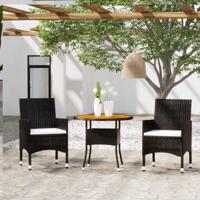3-delige Tuinset poly rattan zwart - thumbnail