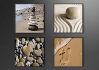Schilderij - Strand en inspiratie, Zen, 4x 20cm. 4 delen, wanddecoratie - thumbnail