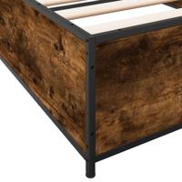 Bedframe bewerkt hout metaal gerookt eikenkleurig 135x190 cm - thumbnail