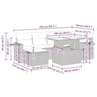 7-delige Loungeset met kussens poly rattan bruin - thumbnail