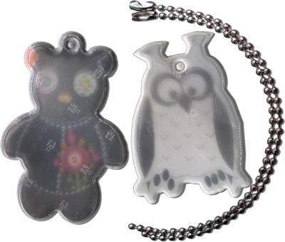 4-ACT reflex-aanhanger refl.tag teddy+owl w.chain