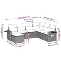 7-delige Loungeset met kussens poly rattan lichtgrijs - thumbnail