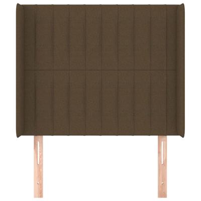 Hoofdbord met randen 163x16x118/128 cm stof donkerbruin - thumbnail