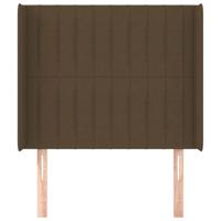 Hoofdbord met randen 183x16x118/128 cm stof donkerbruin - thumbnail
