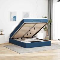Ottoman bed met matras 140x190cm stof blauw - thumbnail