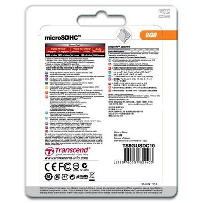Transcend Premium microSDHC-kaart Industrial 8 GB Class 10 Transcend Premium microSDHC-kaart Industrial 8 GB Class 10