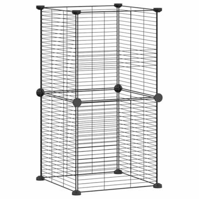 VidaXL Huisdierenkooi met 8 panelen 35x35 cm staal zwart - thumbnail