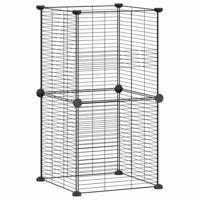 VidaXL Huisdierenkooi met 8 panelen 35x35 cm staal zwart - thumbnail