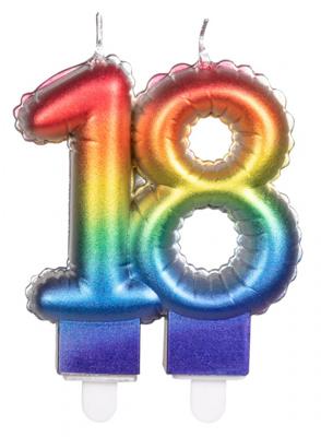 Kaarsje Regenboog Cijfer 18