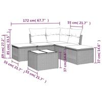 6-delige Loungeset met kussens poly rattan bruin - thumbnail