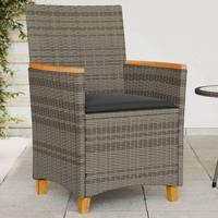 Tuinstoelen 2 st met kussens poly rattan en massief hout grijs - thumbnail