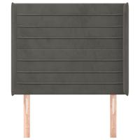 Hoofdbord met randen 83x16x78/88 cm fluweel donkergrijs - thumbnail