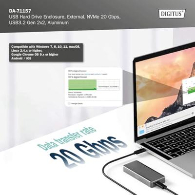 Digitus DA-71157 behuizing voor opslagstations SDD-behuizing Zwart M.2 - thumbnail