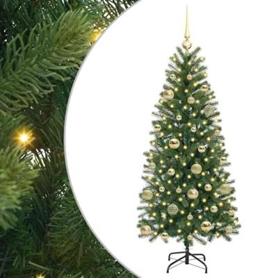 Kunstkerstboom met 150 LED met standaard Groen 150 cm PE en PVC Kunstkerstboom met 150 LED met standaard Groen 150 cm PE en PVC