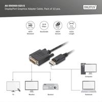 Digitus AK-990900-020-S DisplayPort-kabel Adapterkabel DisplayPort-stekker, DVI-D 24+1-polige stekker 2.00 m Zwart - thumbnail