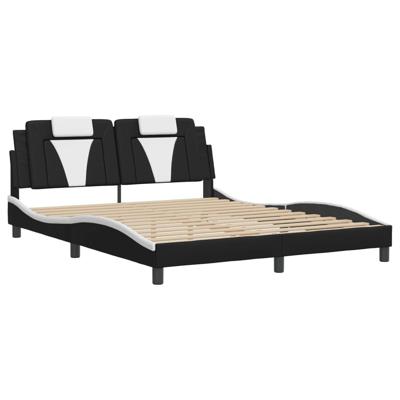 Bedframe "Viana" zonder matras kunstleer zwart en wit 160x200 cm