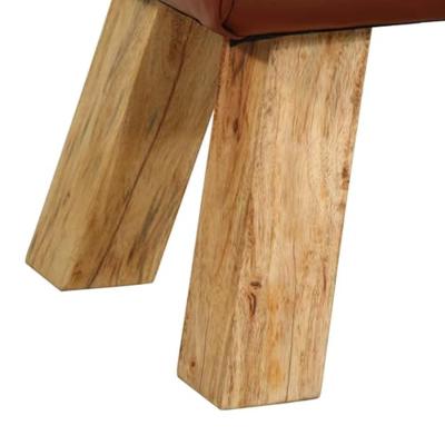 Bokbank 110 cm echt leer en massief mangohout bruin Bokbank 110 cm echt leer en massief mangohout bruin