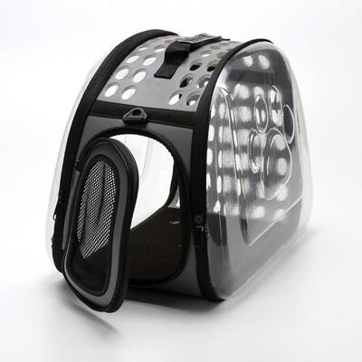 Outdoor opvouwbare transparante puppy reizen ademende draagtassen schoudertassen (grijs)