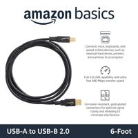 Amazon Basics USB-kabel, USB-A naar USB-B-stekker, USB 2.0, vergulde aansluitingen, 1,8 m, voor printer - thumbnail