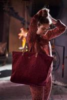 Pip Studio Tote Bag Velvet Quiltey Days Rood - thumbnail