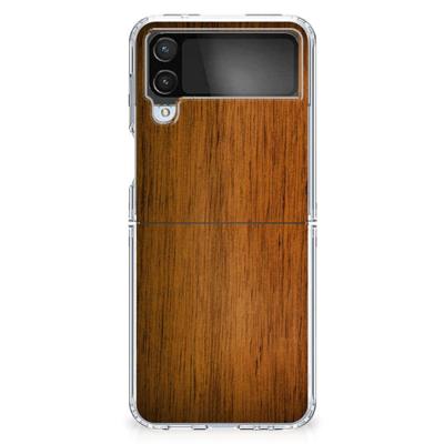 Samsung Galaxy Z Flip 4 | Bumper Hoesje | Donker Hout
