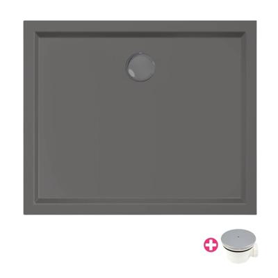 Douchebak Xenz Mariana | 90x75x4 cm | Incl.Afvoersifon-Chroom | Acryl | Rechthoekig | Antraciet mat