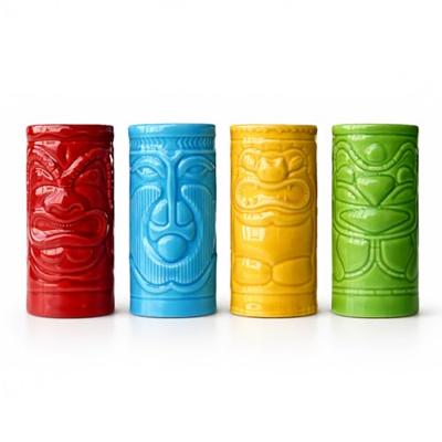Tiki Shot Glasses - Keramiek - 75 ml - 4 kleuren set