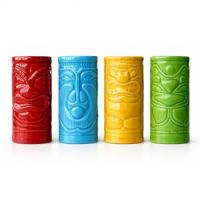 Tiki Shot Glasses - Keramiek - 75 ml - 4 kleuren set - thumbnail