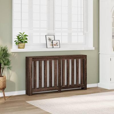 Radiatorombouw 149x20x82 cm bewerkt hout bruin eikenkleurig Radiatorombouw 149x20x82 cm bewerkt hout bruin eikenkleurig