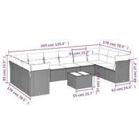 11-delige Tuinset met kussens poly rattan beige - thumbnail